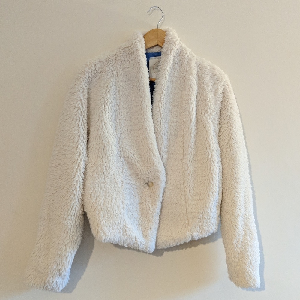 Beautiful Anthropologie white fur coat